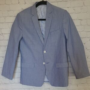 IZOD Medium Blue 2 Button Boys Size 16 Cotton Blazer Preppy Spring